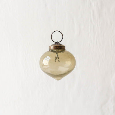 5cm Onion Shaped Glass Bauble - Honey