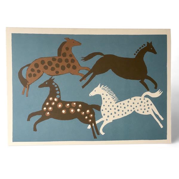 Four Horses Blank Greetings Card