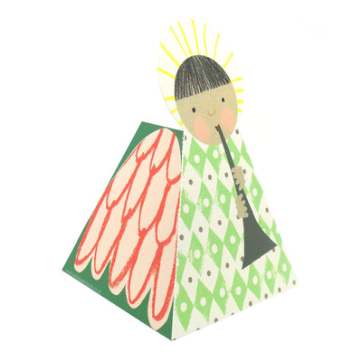 Green Angel Fold Out Christmas Card