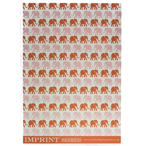 'Elephants' in Pink and Orange Wrapping Paper