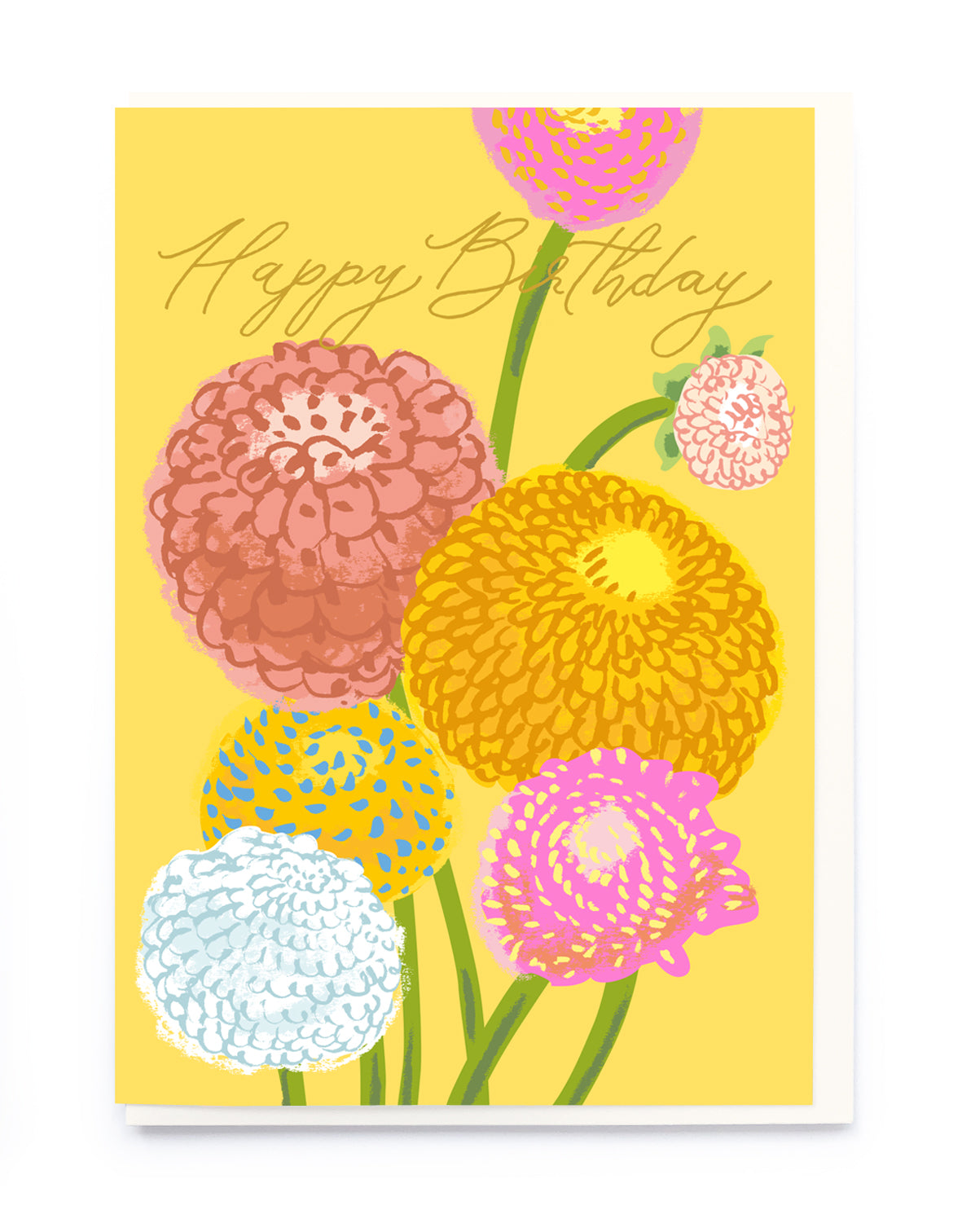 Yellow Florals Birthday Greetings Card